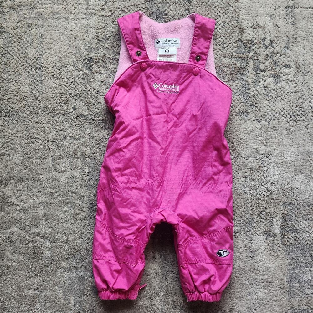 Columbia 12 Months Baby Snow Bibs Overalls Suit Pink Fleece Lined Tectonite
